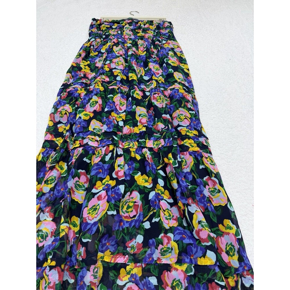 Anthropologie Maxi Dress Blue Floral Somerset Strapless Preppy Vacay Large NWT - Picture 8 of 12